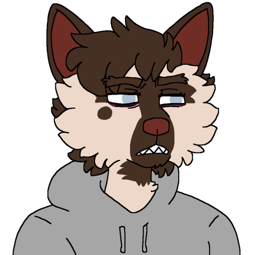 2022 ambiguous_gender andromorph_(lore) anthro blue_eyes brown_body brown_fur clenched_teeth clothing eyebags fur hoodie hyaenid kibbleztheyeen mammal nonbinary_(lore) parker_(kibbleztheyeen) red_nose solo striped_hyena sweater tan_body tan_fur teeth telegram_sticker telegram_stickers topwear wojak