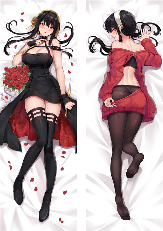 1girl ass back_cutout bed_sheet black_hair black_legwear bouquet breasts brown_legwear cleavage closed_mouth clothes_pull clothing_cutout dagger dakimakura_(medium) dress floral_print flower holding holding_dagger holding_weapon knife large_breasts lying moeanime multiple_views no_shoes off-shoulder_dress off-shoulder_sweater off_shoulder on_back on_stomach panties panties_under_pantyhose pantyhose parted_lips petals red_eyes red_flower red_rose red_sweater rose rose_petals rose_print spy_x_family stiletto_(weapon) sweater sweater_pull thighhighs two-sided_dress two-sided_fabric underwear weapon yor_briar