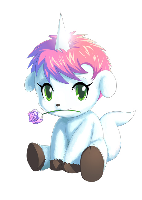 baby daww equid equine eyelashes feral flower flower_in_mouth fur glistening glistening_horn green_eyes hair happy hooves horn kei-suwabe kemono looking_at_viewer male mammal mane osamu_tezuka pink_hair pink_mane pixiv plant rose_(flower) rose_in_mouth sanrio simple_background sitting solo unico unico_(series) unicorn white_background white_body white_fur young