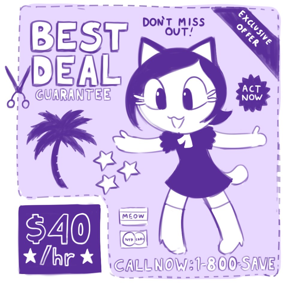 clothing coupon currency_symbol disfigure dollar_sign domestic_cat dress felid feline felis female garcia happy mammal phone_number solo star symbol text