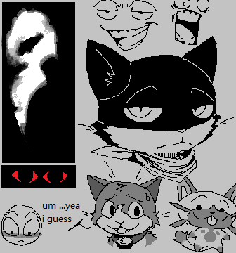 anthro asian_mythology atlus bandanna capcom collar disembodied_face domestic_cat east_asian_mythology emoji felid feline felis felyne japanese_mythology jibanyan kerchief low_res lynian male mammal megami_tensei megami_tensei_persona monster_hunter morgana_(persona) mythology navirou rhonbon video_games whiskers yo-kai_watch yōkai