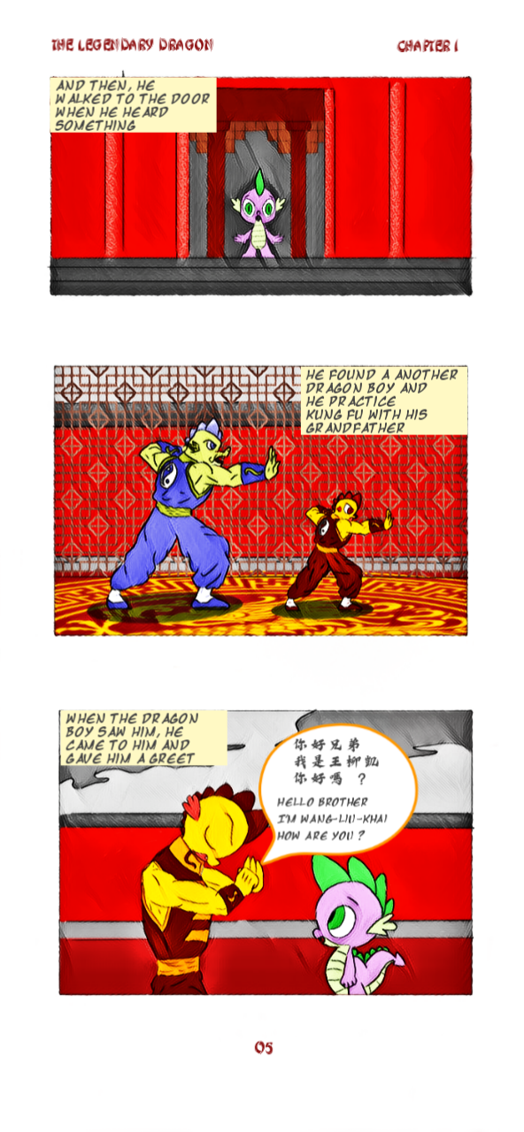 adult anthro comic dragon friendship_is_magic greeting hi_res kung_fu male male/male my_little_pony practice solo spike-love spike_(mlp) suprised_look temple the_legendary_dragon_story wang-liu-khai yang-fu young