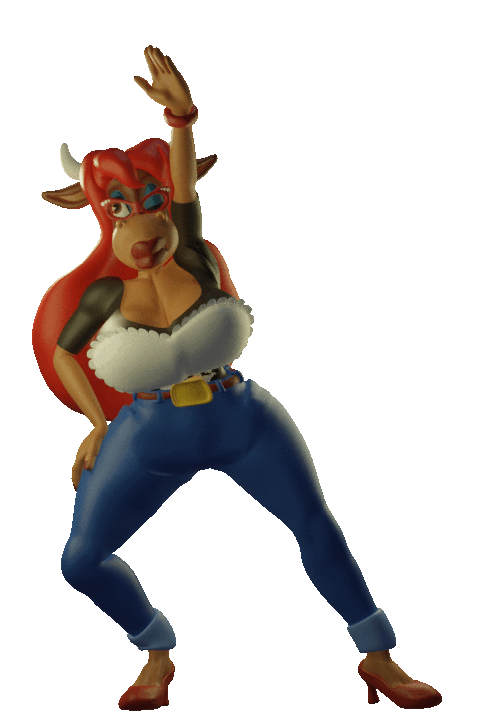 2022 3d_(artwork) animated anthro big_breasts bovid bovine breasts cattle cleavage clothed clothing cowey digital_media_(artwork) female mammal solo subdomsage