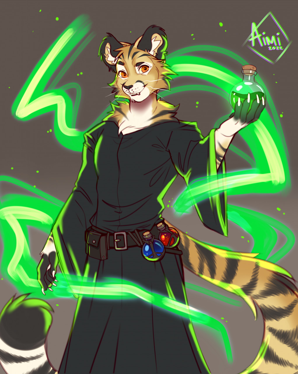 2022 5_fingers aimi anthro claws clothed clothing digital_media_(artwork) felid feline fingers hi_res looking_at_viewer male mammal orange_eyes smile solo standing