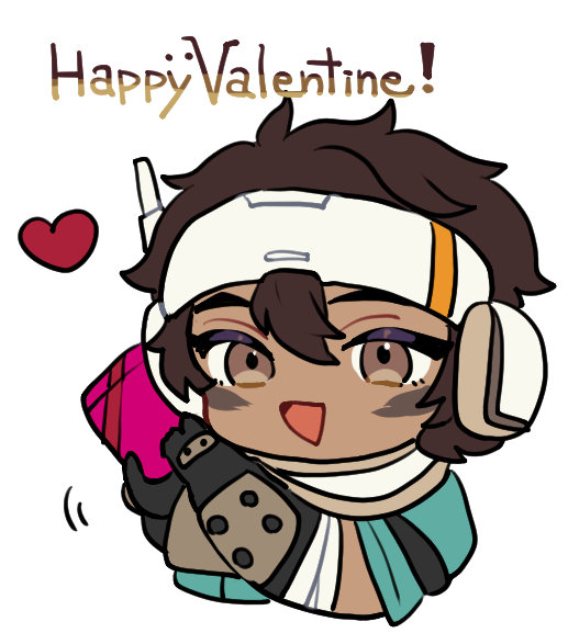 1girl animification apex_legends aqua_shirt box brown_eyes brown_hair chibi hair_between_eyes happy_valentine heart holding holding_box open_mouth portrait riku_(ururi7610) shirt short_hair smile valentine vantage_(apex_legends) white_background