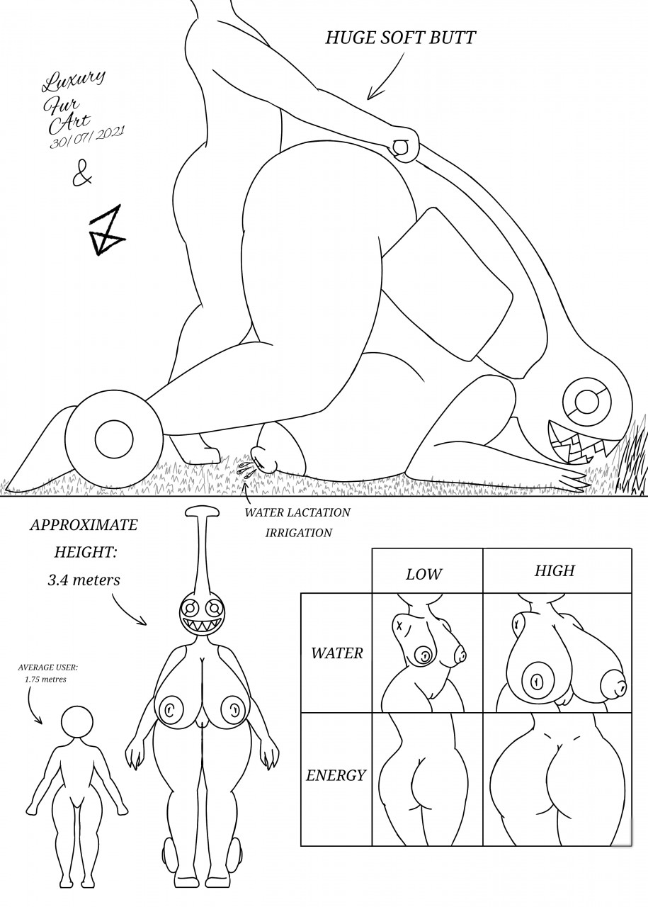 anthro big_breasts big_butt bodily_fluids breasts butt danger1 duo faceless_character faceless_male female hi_res huge_breasts huge_butt human humanoid jack-o'_pose lactating larger_female luxury_furart machine male male/female mammal mow_rotom nintendo pok&eacute;mon pok&eacute;mon_(species) pose robot robot_humanoid rotom size_difference video_games water