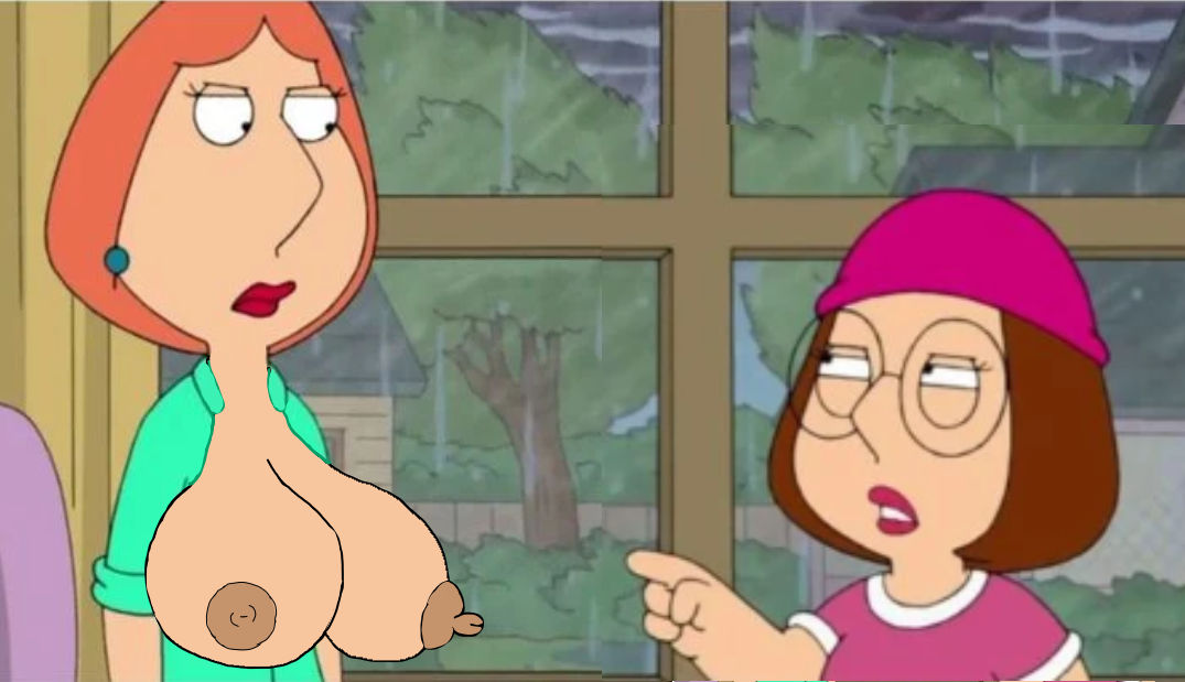 big_breasts breasts clothing duo family_guy female human lois_griffin mammal meg_griffin nipples shocked wardrobe_malfunction