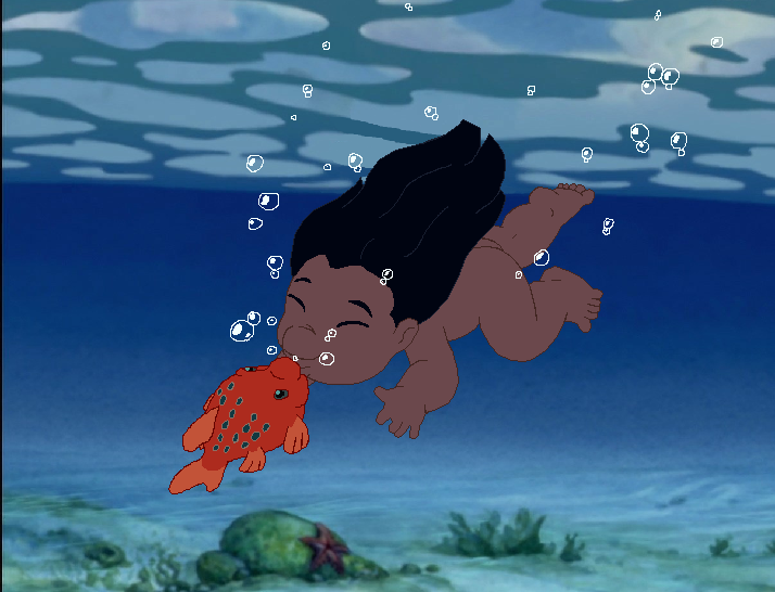 barefoot bestiality black_hair butt dark_body dark_skin disney duo feet feetlovers8841 female feral fish hair human kissing lilo_and_stitch lilo_pelekai male male/female mammal marine pudge_the_fish underwater water young