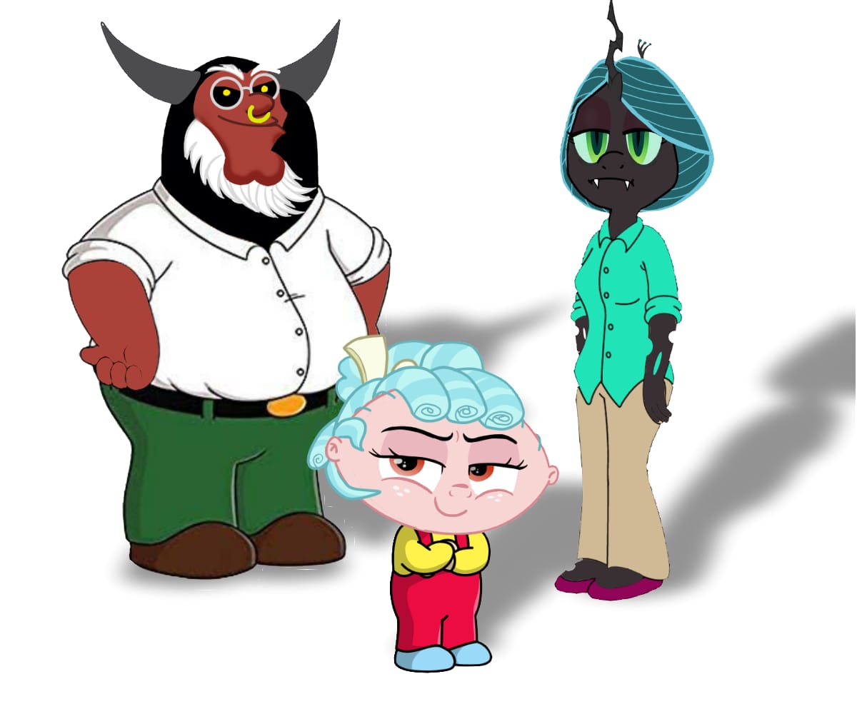 anthro bronystruggle family_guy female group hasbro lois_griffin male my_little_pony peter_griffin stewie_griffin trio