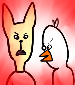 anatid animal_humanoid anseriform anserinae anthro avian avian_humanoid beavis beavis_and_butt-head bird butt-head canid canine duo fox garu_(sfff) goose gooza_(sfff) humanoid humor joke low_res male mammal open_mouth sfff simple_background snow_goose