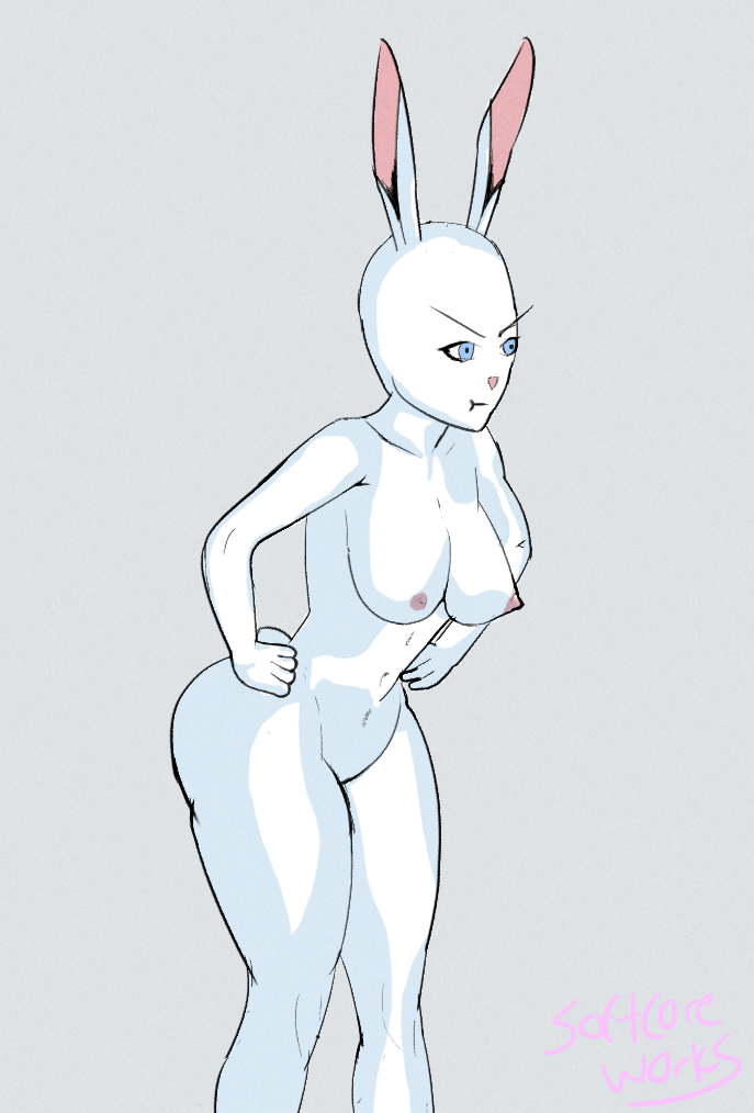 1female angry female furry lagomorph leporid mammal nude pouting rabbit rabbit_ears softcore_works solo thick_thighs