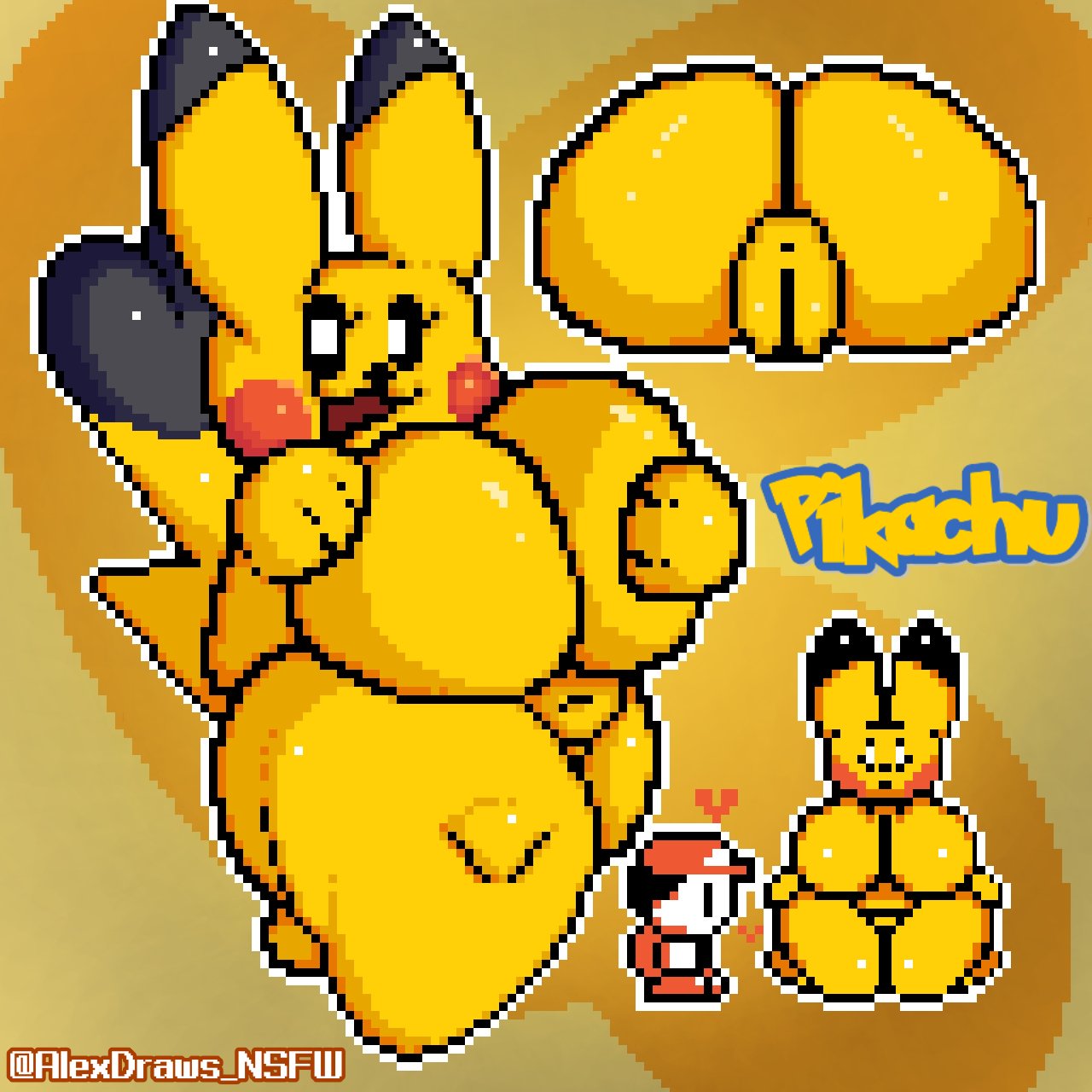 &lt;3 1:1 alexdraws anthro belly big_breasts big_butt breasts butt curvy_figure digital_media_(artwork) duo female genitals hi_res huge_breasts interspecies looking_at_viewer male mammal nintendo overweight overweight_female pikachu pixel_(artwork) pok&eacute;mon pok&eacute;mon_(species) pok&eacute;philia pussy rodent simple_background thick_thighs video_games voluptuous