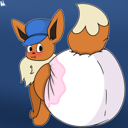 big_diaper blush butt cider_eevee diaper eevee embarrassed fan_character feral forced generation_1_pokemon infantilism looking_at_viewer low_res male nintendo pok&eacute;mon pok&eacute;mon_(species) quil~ rear_view solo video_games