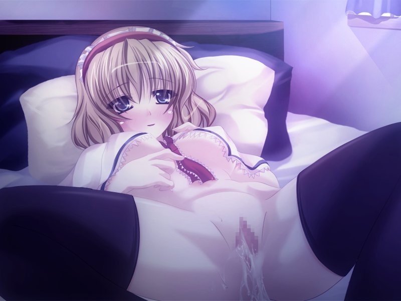 after_sex alice_margatroid bad_id bad_pixiv_id blonde_hair blue_eyes breasts capelet censored cum cum_in_pussy hairband medium_breasts onsen_tamago_(nurumayu_onsen) pussy short_hair solo thighhighs touhou