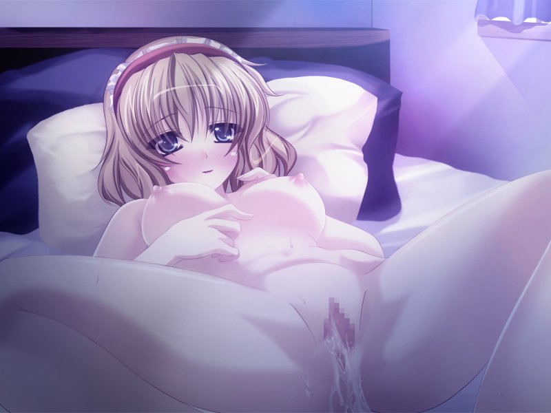 after_sex alice_margatroid bad_id bad_pixiv_id blonde_hair blue_eyes breasts censored cum cum_in_pussy hairband medium_breasts nude onsen_tamago_(nurumayu_onsen) pussy short_hair solo touhou