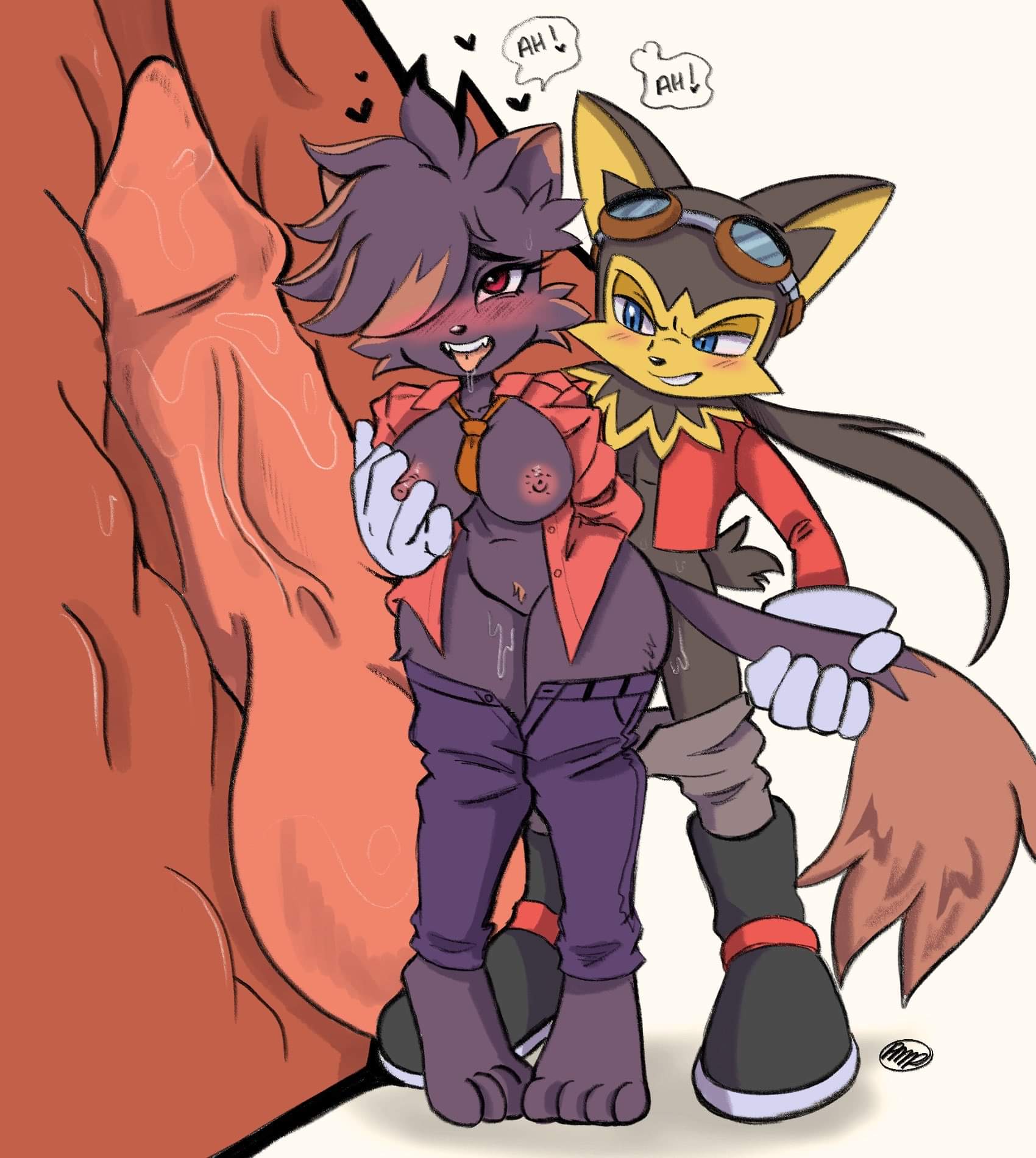 anthro breasts canid canine canis clothing domestic_cat fan_character felid feline felis female guntz hi_res internal klonoa_(series) knot knotting male male/female mammal pepamintop rough_(disambiguation) sex standing standing_sex video_games wolf