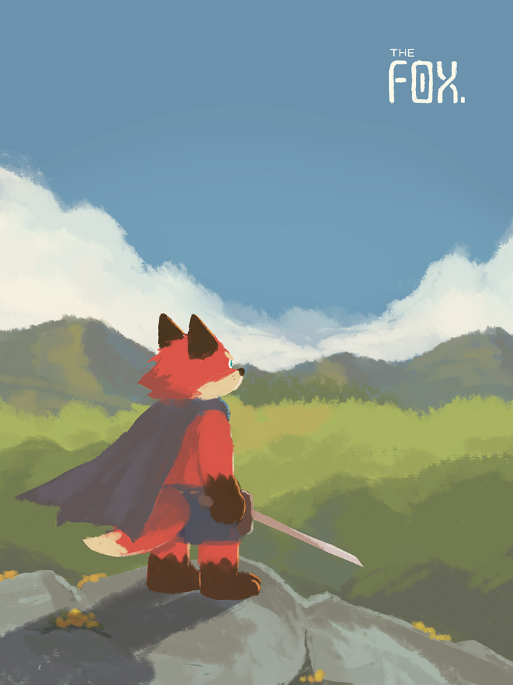 2022 anthro biped bottomwear canid canine cape clothing detailed_background flappydog fox humanoid_hands kemono mammal melee_weapon outside red_body shorts solo sword weapon