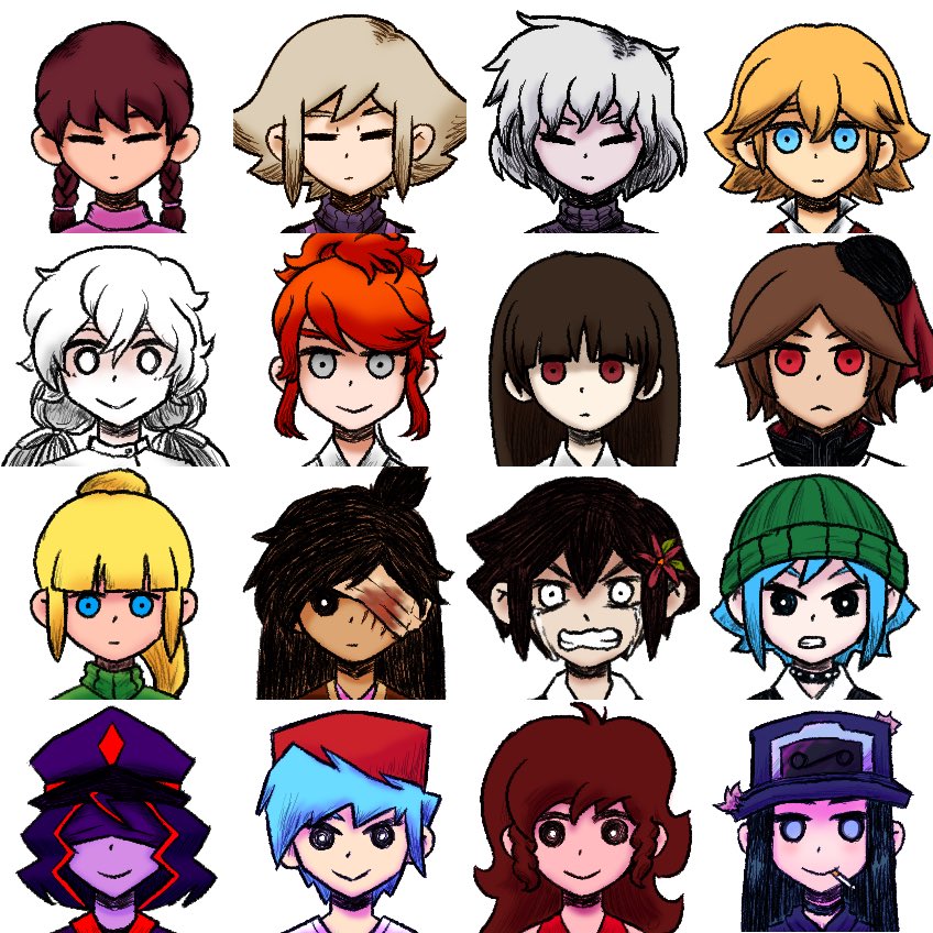 .flow 5boys 6+girls albino bangs black_hair blonde_hair blue_eyes blue_hair braid brown_hair charlotte_wiltshire closed_eyes closed_mouth crying dogma_toscarina end_roll green_sweater grey_eyes hair_ornament hello_charlotte ib ib_(ib) lisa_the_joyful long_hair low_twintails madotsuki messy_hair multiple_boys multiple_girls omori pale_skin pink_sweater poniko ponytail portrait priest purple_hair purple_shirt purple_sweater q84 red_eyes red_hair reynstahl russell_seager sabitsuki scarlett_eyler shirt short_hair smile sweater teeth topknot turtleneck turtleneck_sweater twin_braids twintails urotsuki white_eyes white_hair yume_2kki yume_nikki