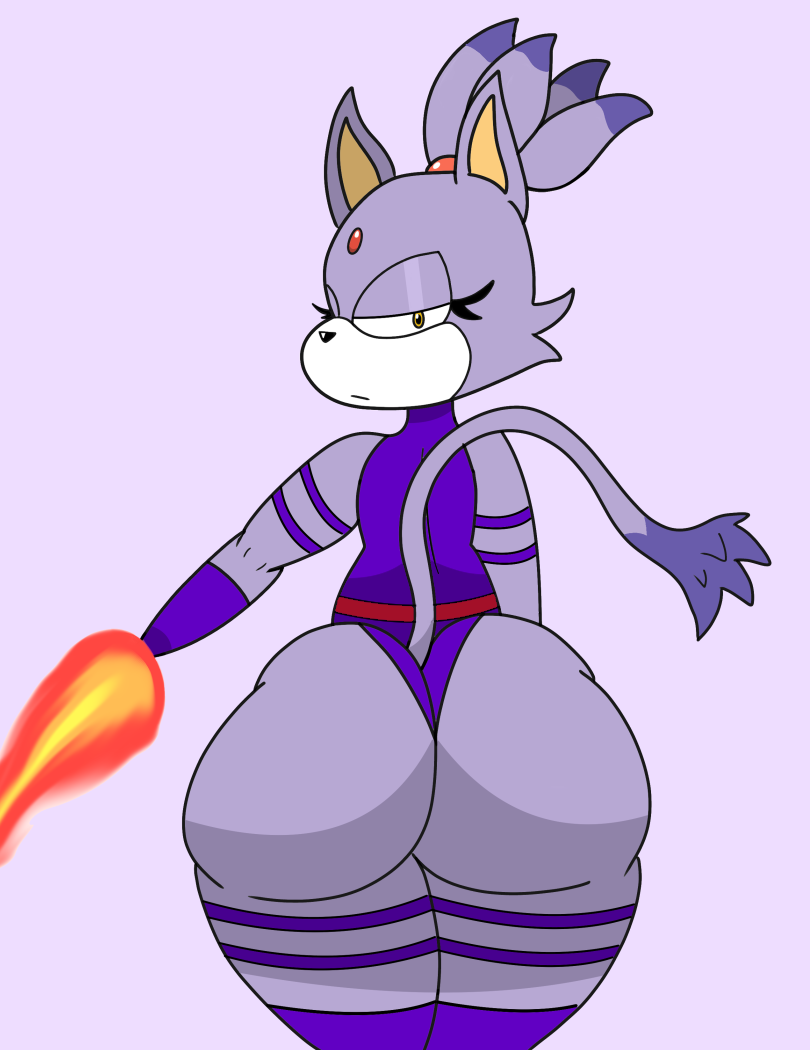 accessory anthro bands big_butt blaze_the_cat boots butt clothing curvy_figure eyelashes female fire footwear forehead_gem gloves handwear hashidoodle headband headgear headwear huge_butt leotard looking_at_viewer looking_back looking_back_at_viewer marvel psylocke purple_body sega solo sonic_the_hedgehog_(series) thick_thighs video_games voluptuous wide_hips x-men yellow_eyes