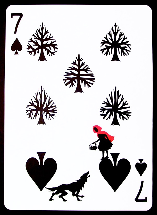&spades; big_bad_wolf canid canine canis card fairy_tales human little_red_riding_hood little_red_riding_hood_(copyright) mammal plant playing_card seven_of_spades suit_symbol tree wolf zero_pictured
