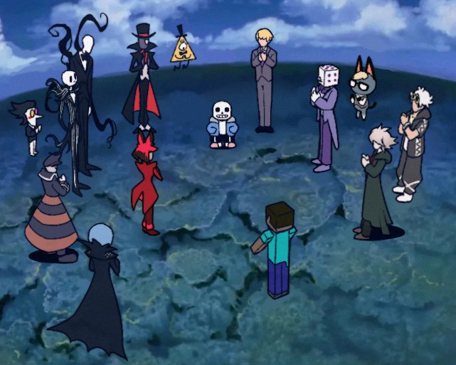 6+boys alastor_(hazbin_hotel) animal_crossing bill_cipher black_hat_(villainous) congratulations creepypasta crossover cuphead danganronpa_(series) danganronpa_2:_goodbye_despair deltarune derivative_work formal full_body furry furry_male glasses gravity_falls guzma_(pokemon) hazbin_hotel herobrine ingo_(pokemon) jack_skellington king_dice komaeda_nagito megamind megamind_(movie) meme minecraft mob_psycho_100 multiple_boys multiple_crossover neon_genesis_evangelion pokemon pokemon_(game) pokemon_bw pokemon_sm raymond_(animal_crossing) red_suit reigen_arataka reignbeaux13 sans screencap_redraw skeleton slender_man spamton_g._spamton standing suit tentacles the_nightmare_before_christmas undertale villainous