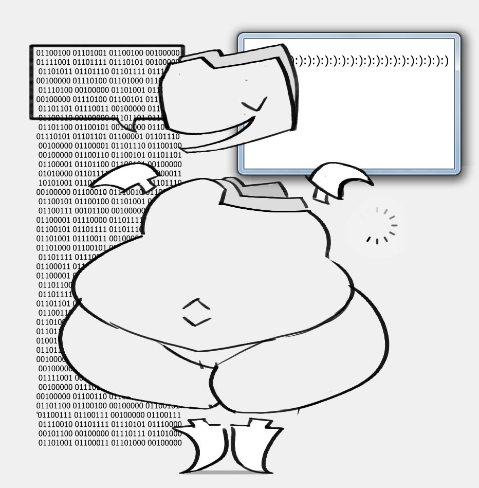 ambiguous_gender anthro belly big_belly binary_code cursor digital_creature emoticon featureless_crotch floating_hands folder front_view loading simple_background smile smiley_face smokey_blokey solo speech_bubble standing text text_box thick_thighs white_body wide_hips