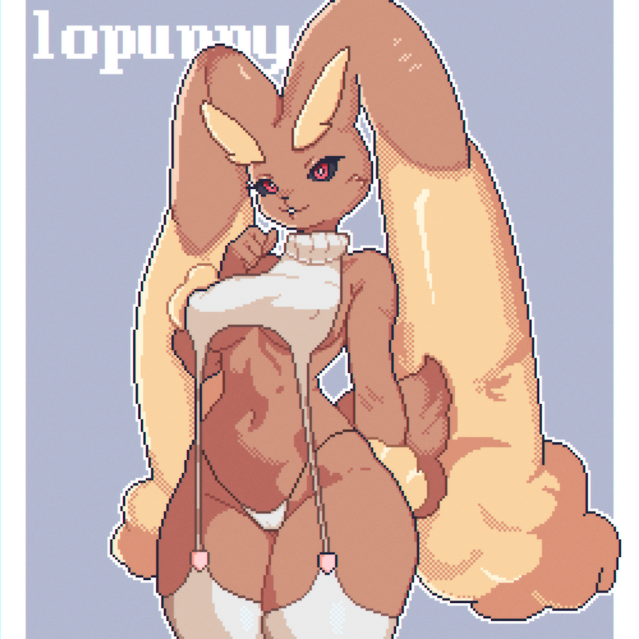 andromorph anthro big_breasts breasts clothing female footwear generation_4_pokemon intersex legwear lingerie lopunny nintendo pokemon pokemon_(species) socks thick_thighs thigh_highs thigh_socks