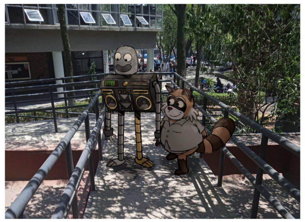 2024 anthro biped brown_body clothing duo grey_body hand_holding hxboox03 machine male mammal outside procyonid raccoon rascal_(robot_dreams) real robot robot_(robot_dreams) robot_dreams shirt slightly_chubby topwear