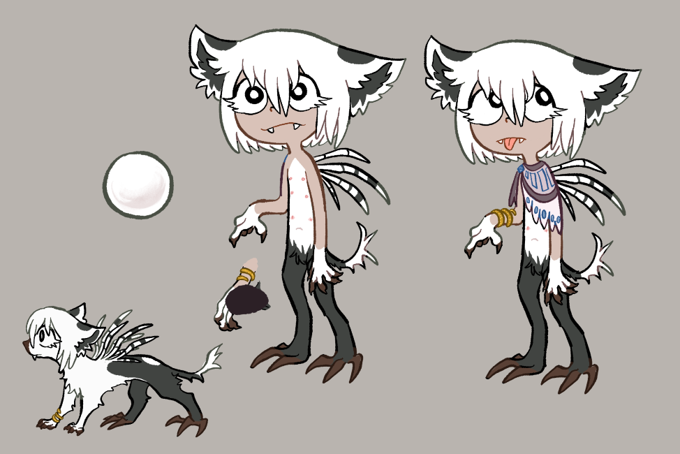 ambiguous_gender anthro claws egg fangs feral gummistars hair handsomehugs model_sheet multi_nipple nipples nude pubes solo spines tongue tongue_out veeblie_(species) white_hair