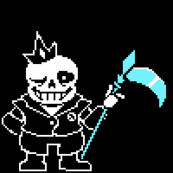 alternate_universe armor bone boots bottomwear clothed clothing crown digital_media_(artwork) footwear grin guysit'ssnib!_(what) humanoid king looking_at_viewer male melee_weapon monarch not_furry one_eye_closed pants pixel_(artwork) polearm randomguyed royalty sans_(storyshift) sans_(undertale) scythe simple_background skeleton sleeveless smile solo storyshift suit teeth tired tired_eyes topwear undead undertale undertale_(series) video_games weapon white_body wink