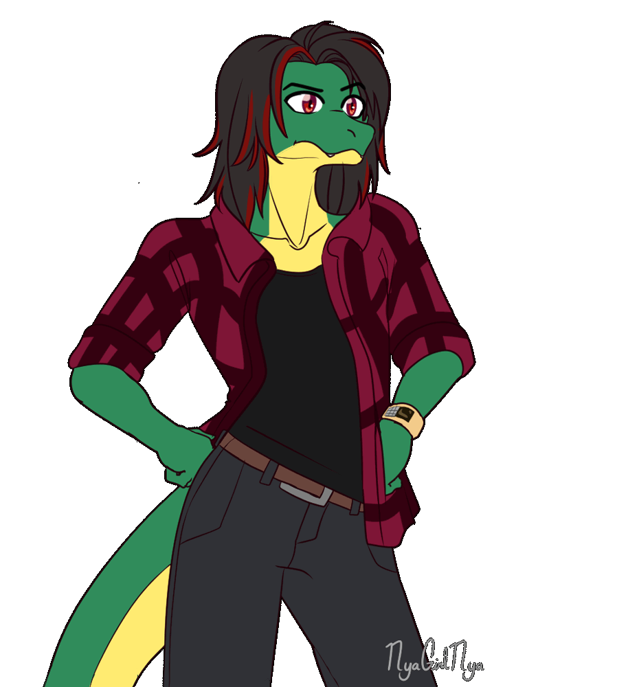 animated annoyed anthro calculator casio clock flannel_shirt icarus_aresane lizard male nyagirl reptile scalie waiting watch