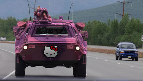 armored_vehicle army hello_kitty helmet lowres photo photoshop soldier vehicle what