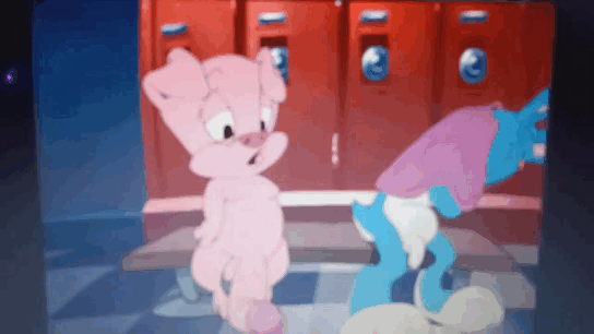 anal anal_penetration animated anthro bodily_fluids buster_bunny cum domestic_pig duo excessive_cum excessive_genital_fluids genital_fluids hammytoy hamton_j._pig lagomorph leporid locker_room looq male male/male mammal penetration rabbit suid suina sus_(pig) tiny_toon_adventures towel underfoot warner_brothers