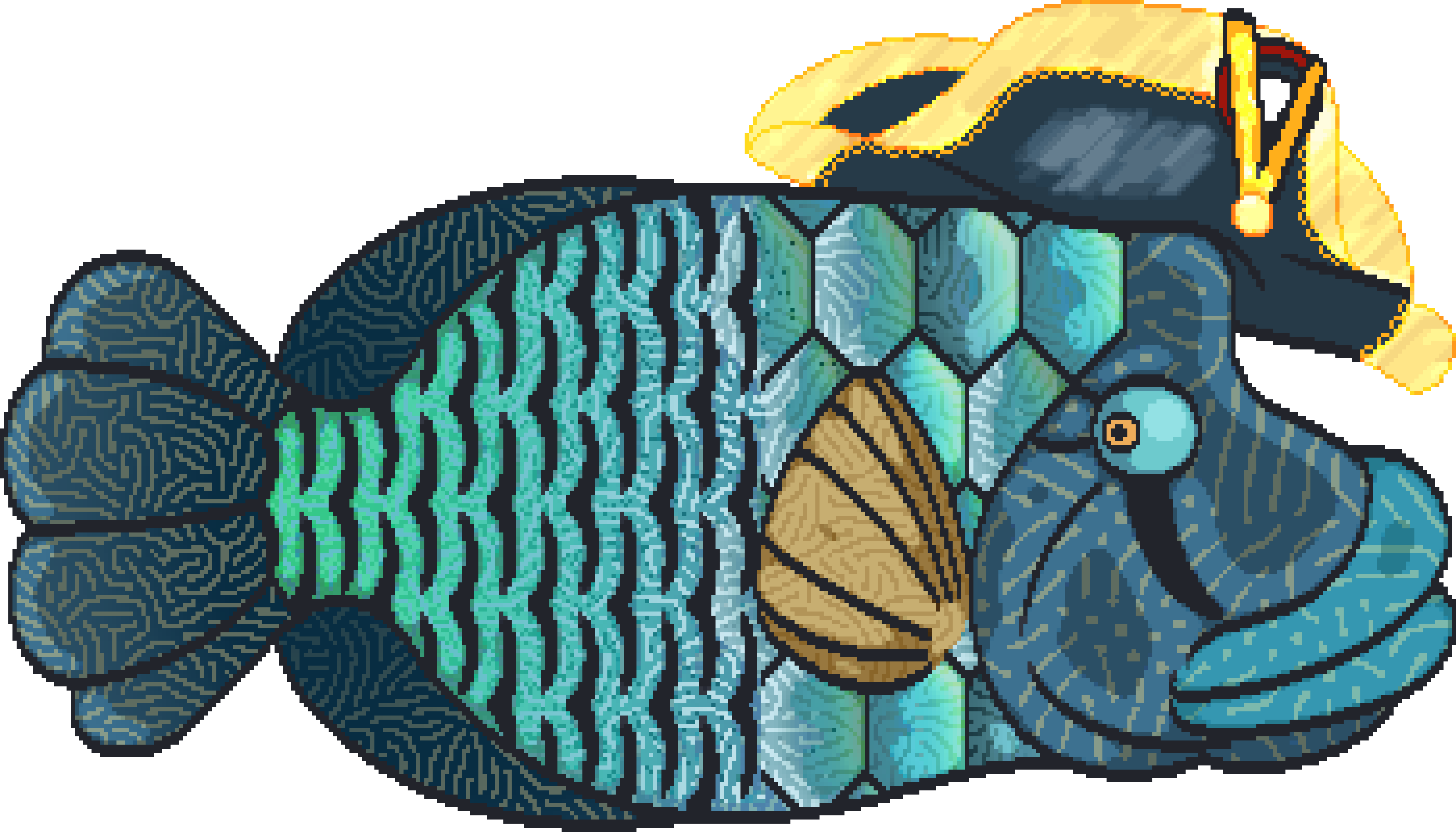 absurd_res alpha_channel ambiguous_gender bicorne blue_body blue_sclera body_pattern clothing digital_media_(artwork) feral fin fish france french glistening glistening_clothing glistening_hat glistening_headgear glistening_headwear gold_(metal) gold_jewelry hat headgear headwear hi_res jewelry lips looking_back male_(lore) marine markhor_(artist) napoleon_bonaparte orange_eyes orange_fin pixel pixel_(artwork) scales side_profile side_view simple_background solo tail_fin thick_lips transparent_background upscale