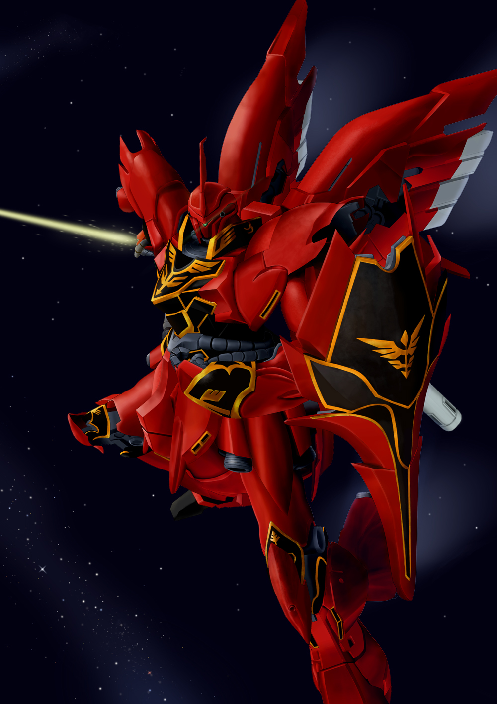 energy_sword gundam gundam_unicorn highres mecha shield sinanju space star stars sword weapon