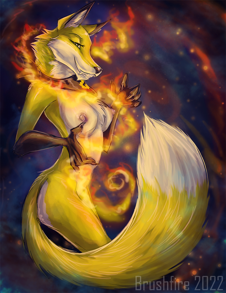 breasts brushfire canada canadian canid canine ember_(disambiguation) ember_the_firesmart_fox fire firesmart fox mammal pinup pose