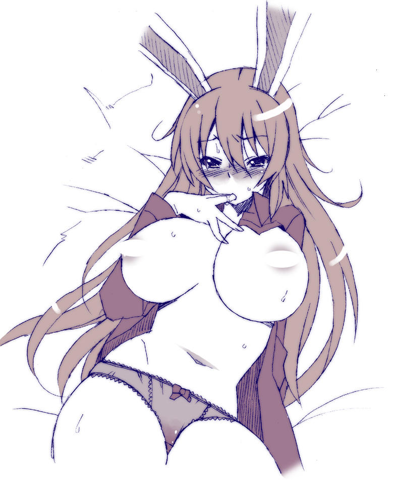 animal_ears artist_request breasts bunny_ears charlotte_e_yeager huge_breasts long_hair panties solo strike_witches topless underwear underwear_only world_witches_series