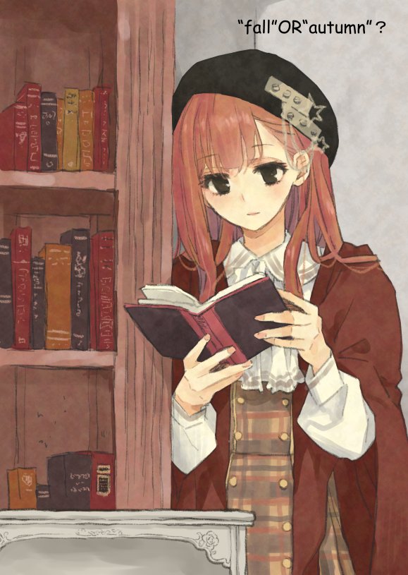 1girl alternate_costume beret black_eyes book bookshelf daidouji_mayura expressionless hair_behind_ear hat holding holding_book indoors kinoshita_sakura long_hair matantei_loki_ragnarok peter_pan_collar pink_hair reading solo