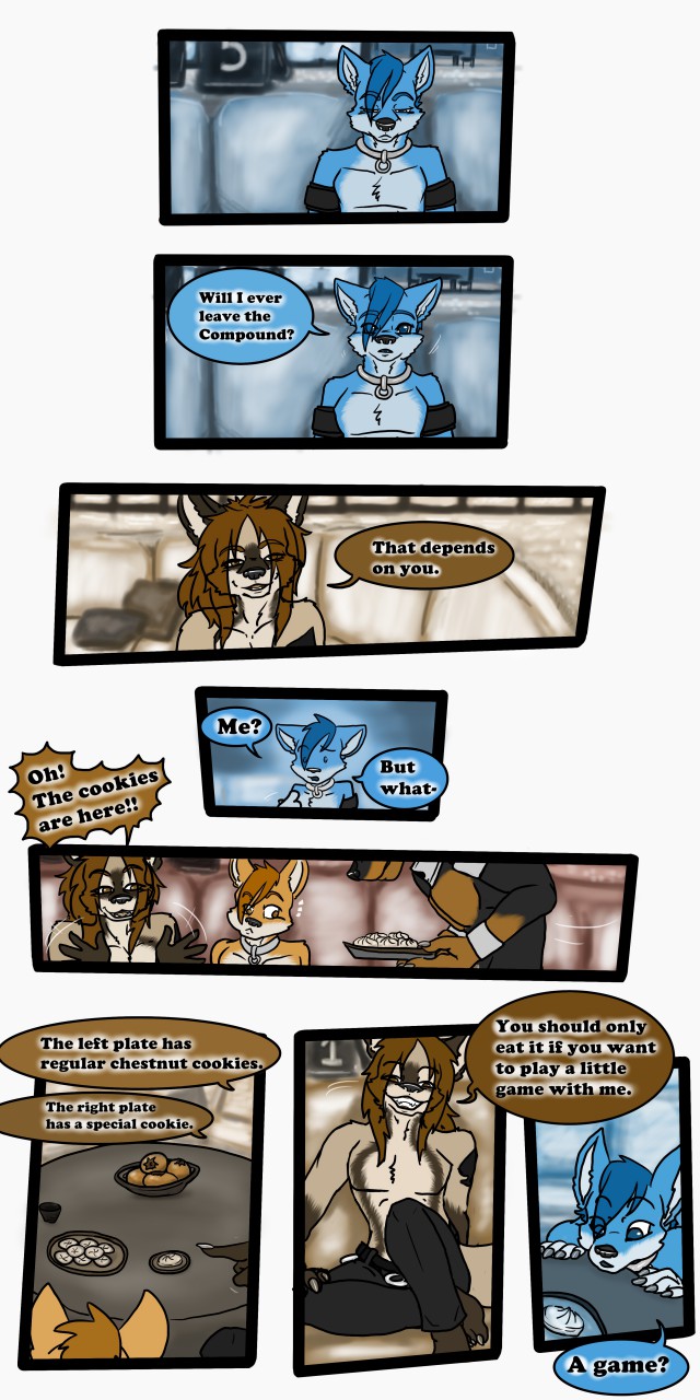 &spades; 1:2 2019 9:18 anthro biped canid cobalt_(tatsuchan18) collar comic detailed_background dialogue english_text fur group hair hi_res male mammal sitting spade_(tatsuchan18) speech_bubble standing suit_symbol tatsuchan18 text trio