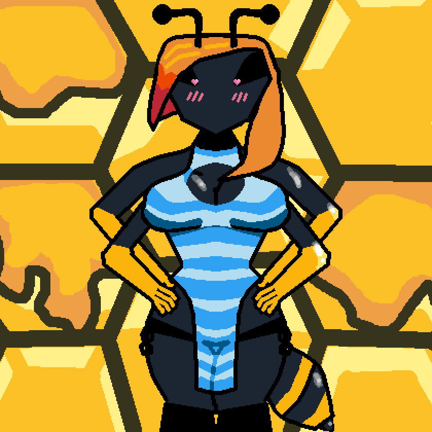 4arms anthro arthropod arthropod_abdomen asian_clothing big_breasts breasts chinese_clothing chinese_dress cleavage_cutout clothing dress east_asian_clothing female hacksandslash hair hymenopteran insect legwear orange_hair solo thick_thighs thigh_highs wasp wasp_waist