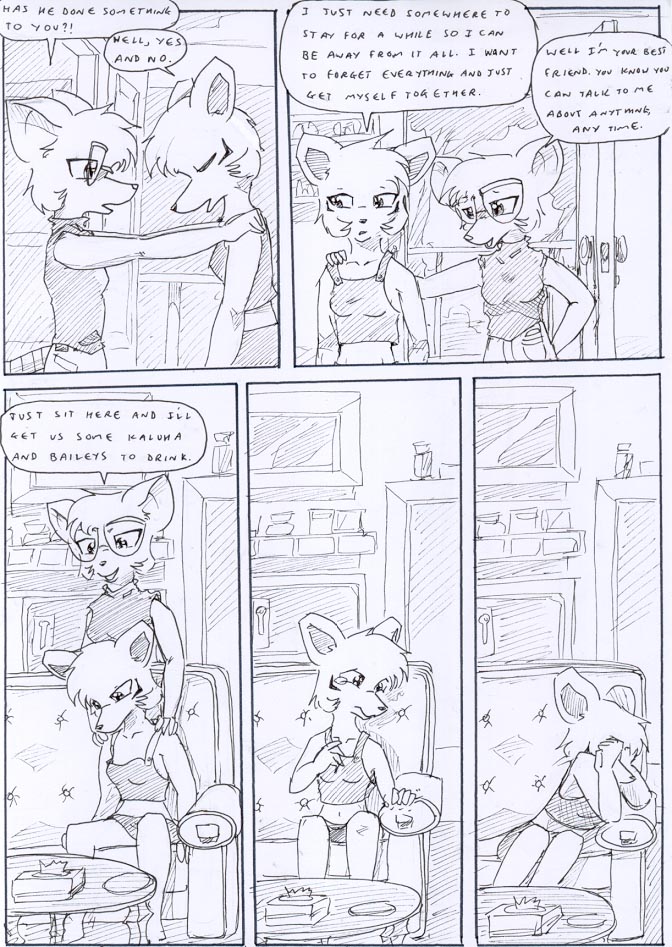 anthro black_and_white bodily_fluids bottomwear clothing comic crying dasyuromorph dialogue didelphid door duo english_text eyes_closed eyewear female friends furniture glasses hair hand_behind_back hand_on_face hand_on_shoulder hands_on_own_face hands_on_shoulders kitfox-crimson kylee_(kitfox-crimson) looking_at_another looking_at_partner looking_away looking_down mammal marsupial monochrome on_sofa open_mouth pants plant plate pockets rumour_(kitfox-krimson) runway sad safe_(container) shelf shirt sitting sitting_on_sofa sketch skirt smile smirk sofa speech_bubble tank_top tears text thylacine tissue tissue_box topwear tree window