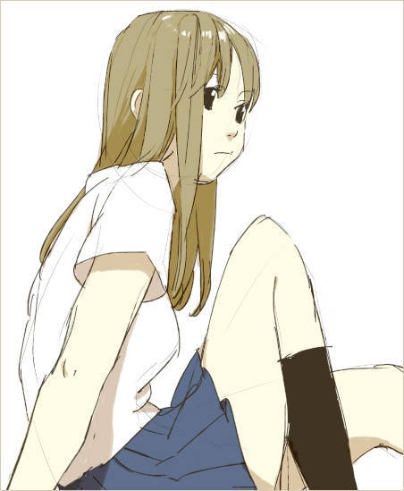 bad_id bad_pixiv_id copyright_request kawai_makoto long_hair school_uniform sitting sketch skirt socks solo