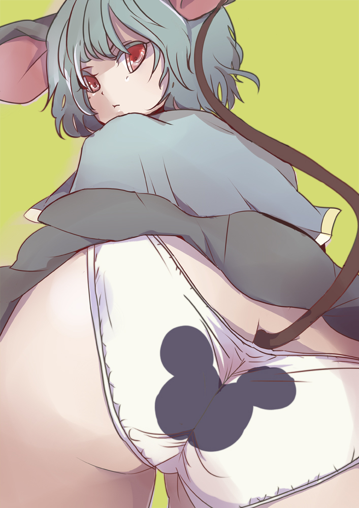 animal_ears ass grey_hair konko mouse_ears mouse_tail nazrin panties red_eyes short_hair solo tail touhou underwear