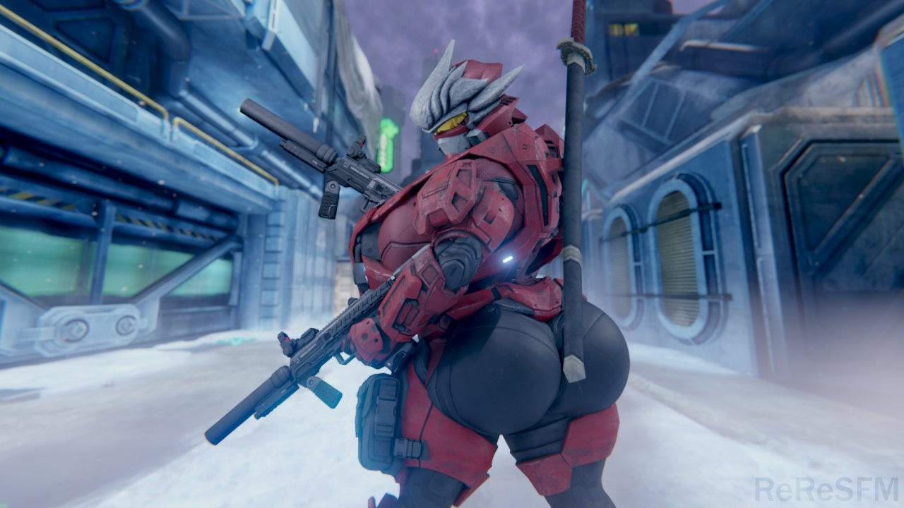 3d_(artwork) armor big_breasts big_butt breasts butt clothed clothing digital_media_(artwork) female female_focus gun halo_(series) headgear helmet holding_gun holding_object holding_weapon huge_breasts huge_butt human katana looking_at_viewer looking_back mammal melee_weapon microsoft ranged_weapon reresfm science_fiction silencer solo spartan_(halo) standing submachine_gun sword thick_thighs video_games weapon wide_hips xbox_game_studios