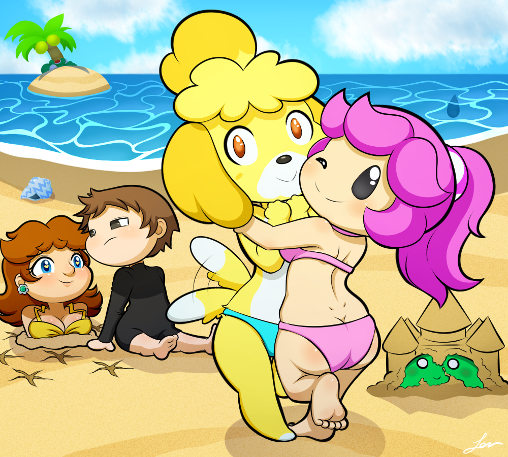 &lt;3 &lt;3_eyes 2020 5_toes animal_crossing anthro beach bikini black_eyes blue_bikini_bottom blue_eyes breasts brown_eyes brown_hair canid canine canis clothing coconut_tree covering covering_self digital_media_(artwork) domestic_dog duo_focus feet female female_focus frown fruit_tree fur group hair human humanoid isabelle_(animal_crossing) island looking_at_another looking_at_viewer male mammal mario_bros multicolored_body multicolored_fur nerdoodlen nintendo one_eye_closed palm_tree pink_bikini pink_bikini_bottom pink_bikini_top pink_clothing pink_hair pink_swimwear plant ponytail princess_daisy sand_castle sculpture sea seashell seaside shell shih_tzu signature sitting smile swimwear tail_motion tailwag toad_(mario) toadette toes toy_dog tree two_tone_body two_tone_fur underfoot video_games villager_(animal_crossing) water wink yellow_bikini_top yellow_body yellow_fur yoshi