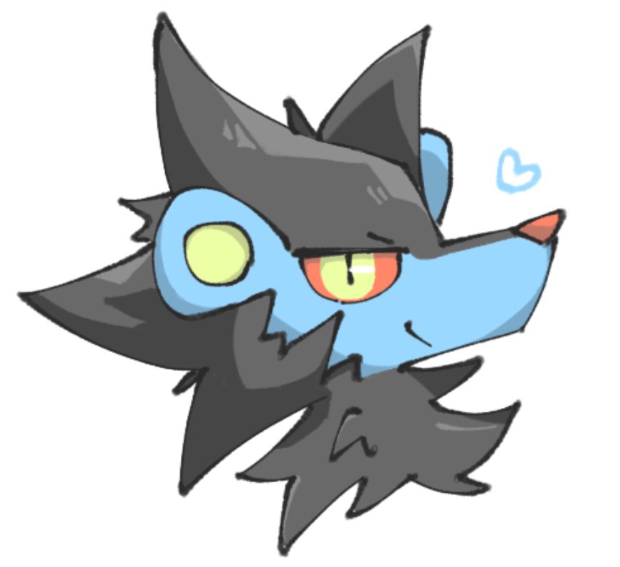 &lt;3 ambiguous_gender black_body black_fur blue_body blue_fur feral fur generation_4_pokemon headshot_portrait looking_at_viewer luxray nintendo pokemon pokemon_(species) portrait simple_background smile solo valval_ohg white_background