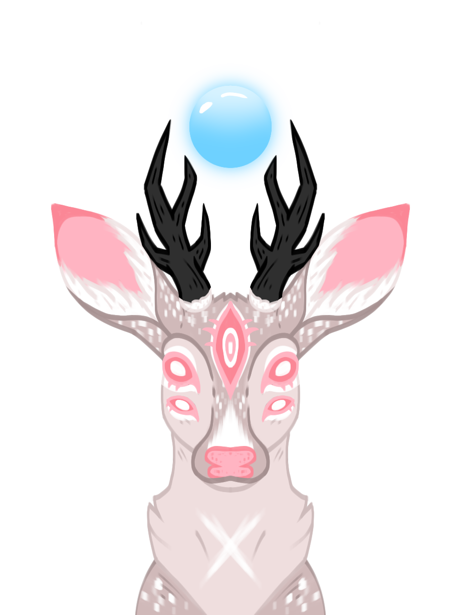 deer deity feral grey headshot_(disambiguation) hi_res mammal multi_eye pink solo starflesh