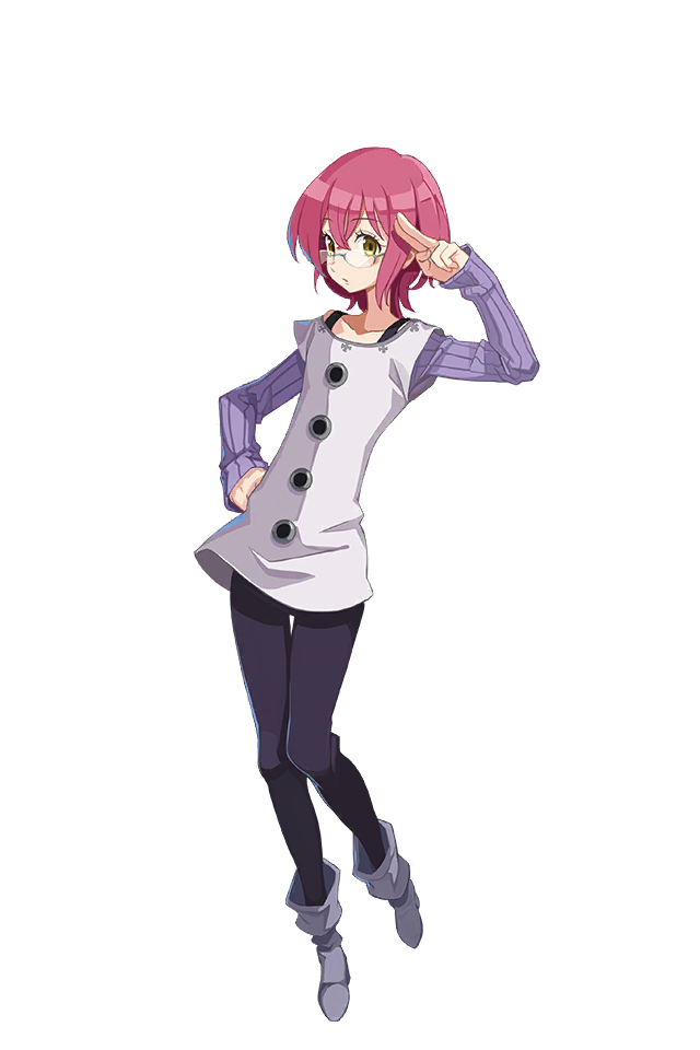1boy androgynous disgaea disgaea_rpg eyelashes fingernails full_body glasses gowther hair_between_eyes long_sleeves male_focus nanatsu_no_taizai official_art pants red_hair salute shoes solo transparent_background yellow_eyes