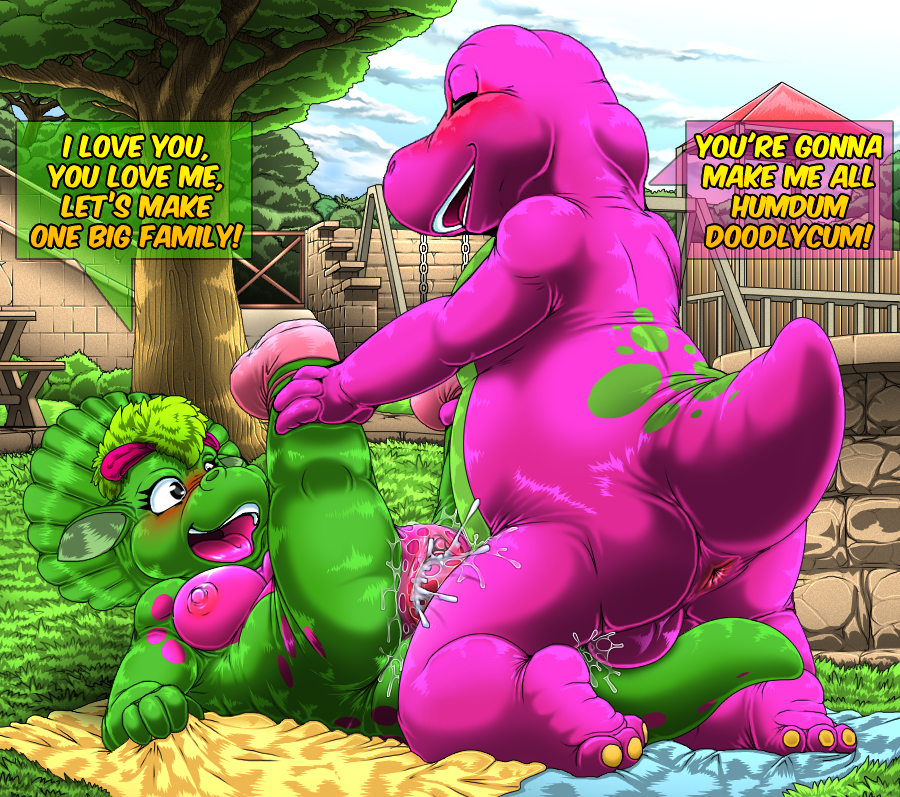 2019 3_toes 4_fingers anthro anthro_on_anthro anthro_penetrated anthro_penetrating anthro_penetrating_anthro anus baby_bop balls barney_and_friends barney_the_dinosaur black_eyes blush bodily_fluids breasts clitoris clothing cloud colored cum cum_in_pussy cum_inside day detailed_background dialogue dinosaur duo ejaculating_cum ejaculation english_text eyes_closed feet female female_penetrated fingers footwear footwear_only from_front_position genital_fluids genitals grass green_body green_hair green_scales hair happy happy_sex holding_both_legs holding_legs_up interspecies kitsune_youkai kneeling looking_at_another looking_at_partner male male/female male_penetrating male_penetrating_female mostly_nude multicolored_body multicolored_scales nature nipples nude open_mouth orgasm orgasm_face outside outside_sex penetration penile penile_penetration penis penis_in_pussy pink_body pink_clothing pink_footwear pink_scales pink_shoes plant playground pussy pussy_juice raised_tail reptile scales scalie sex shaded shoes shoes_only sky spots spotted_body tail_between_legs teeth text toes tongue towel tree vaginal vaginal_penetration victory_position wall_(structure)