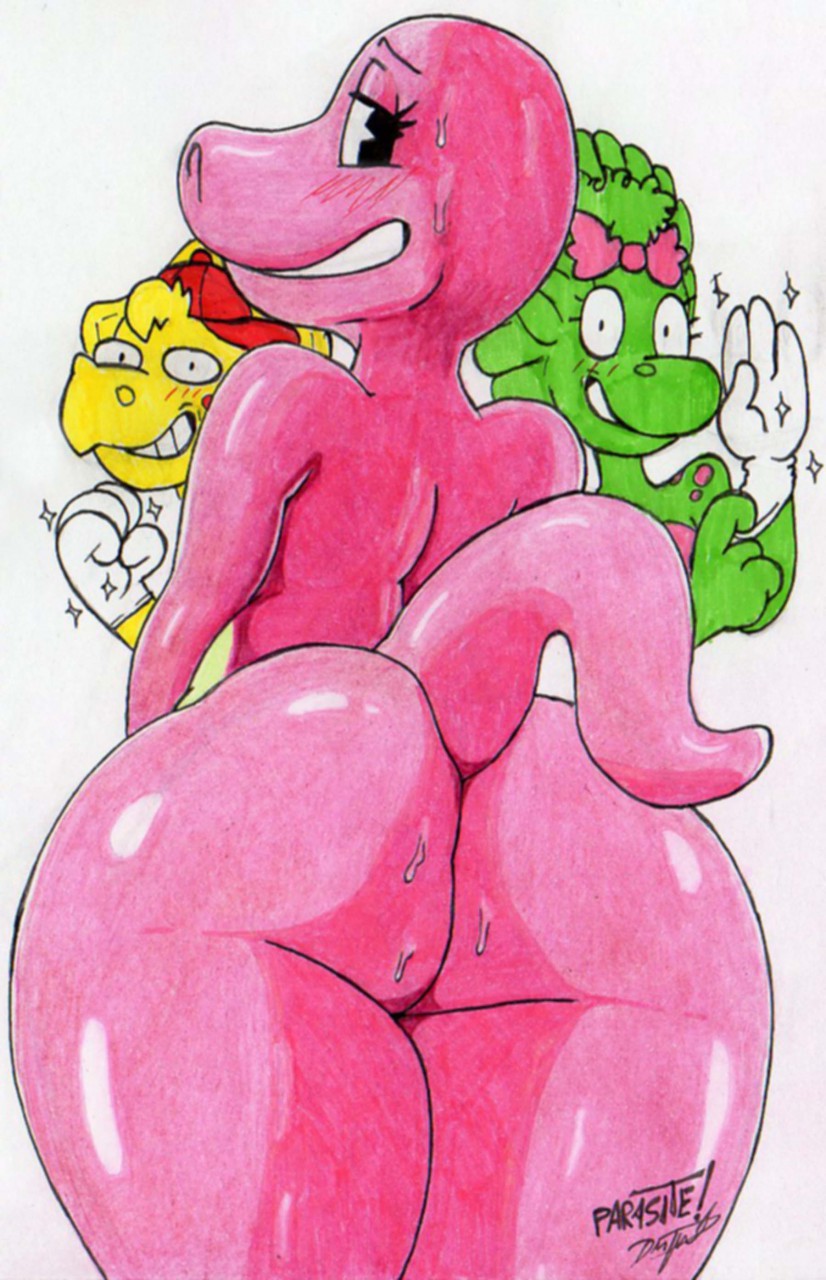 2017 abstract_background accessory anthro artist_name b.j._(barney) baby_bop barney_and_friends barney_the_dinosaur big_butt black_pupils blonde_hair blush bodily_fluids bottom_heavy bow_ribbon brother brother_and_sister bubble_butt butt butt_focus ceratopsian clothing digital_drawing_(artwork) digital_media_(artwork) dinosaur eyelashes female fingers girly gloves green_body green_hair green_scales group hair hair_accessory hair_bow hair_ribbon handwear hat headgear headwear hi_res looking_at_viewer looking_back male multicolored_body multicolored_scales nude ornithischian parasitedeath pink_body pink_scales pupils reptile ribbons scales scalie sibling signature simple_background simple_eyes sister smile sweat teeth thick_thighs triceratops trio two_tone_body two_tone_scales white_background wide_hips yellow_body yellow_scales